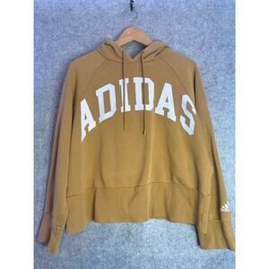 Adidas Cropped Hoodie in Mustard Yellow, Women’s Size L Comfy Athletic Leisure